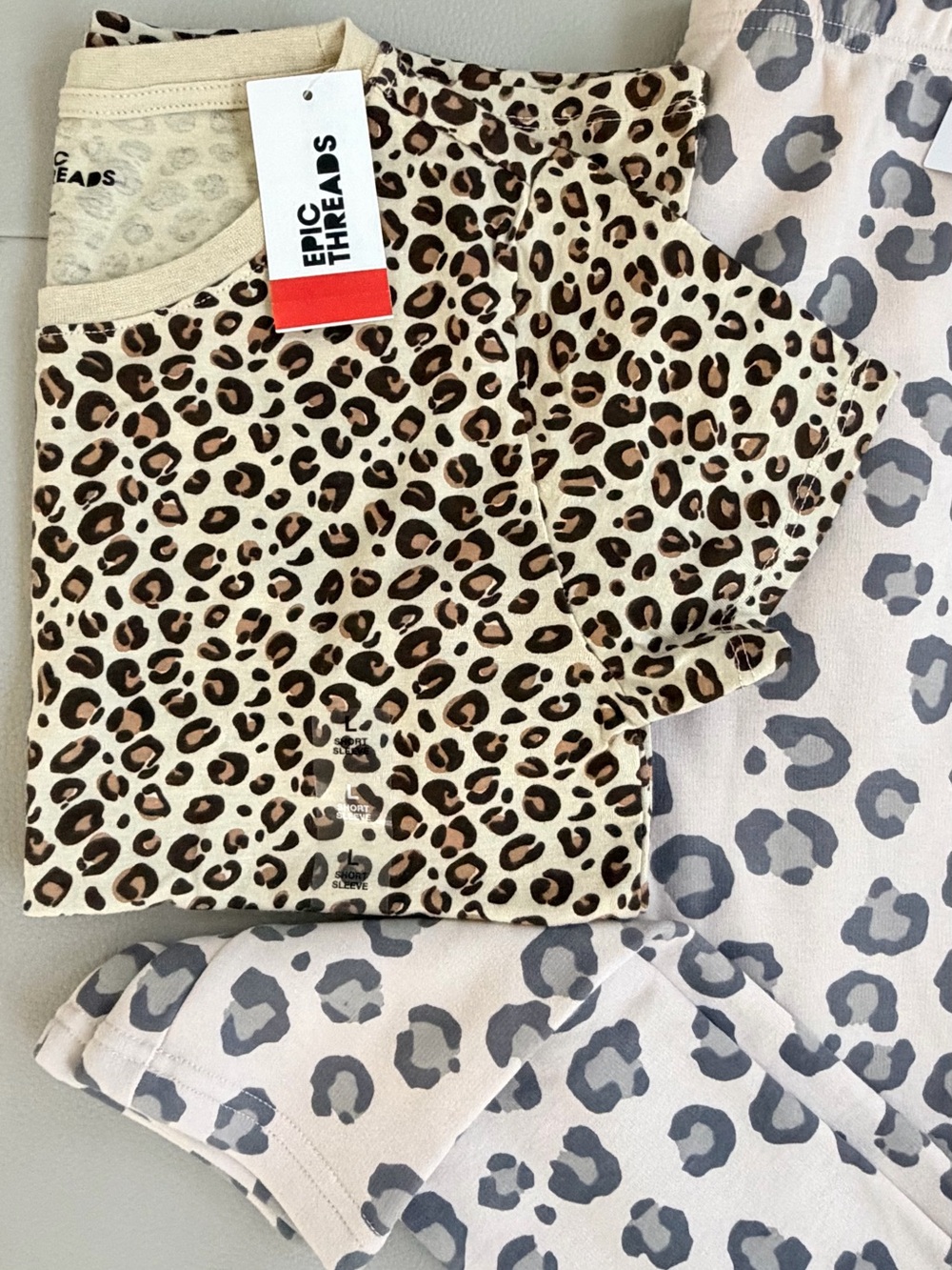 Epic Threads Kids Matching Set - Cream and Brown Leopard Print